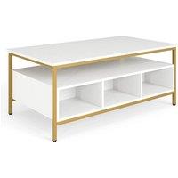 VOGREX White Industrial 3 Tier Rectangular Coffee Table Storage Shelf