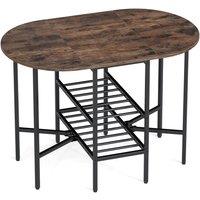 VOGREX Oval Folding Dining Table 2 Foldable Side Panels in Brown