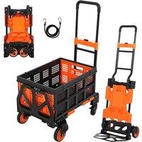 VOGREX 2 In 1 Folding Hand Trolley Dolly 150kg Max Load in Orange