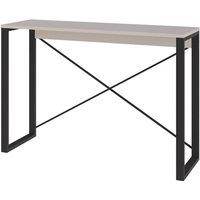VOGREX Sandstone Narrow Console Table Metal Cross Frame Legs in Beige