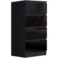 VOGREX Black High Gloss 4 Drawer Bedroom Storage Chest