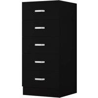 VOGREX Matt Black Curved Metal Handle 5 Drawer Chest
