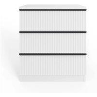 VOGREX White Scalloped Front Ripple 3 Drawer Chest Nightstand