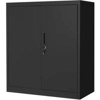VOGREX Metal Storage Cabinet Locking with 2 Adjustable Shelves in Black