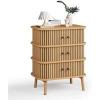 VOGREX Dresser 3 Drawer Chest Bedroom Storage Cabinet Closet in Light Oak