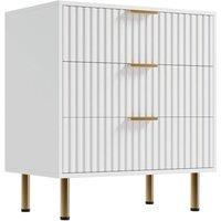 VOGREX Modern 3 Drawer Dresser Bedroom Wood in White