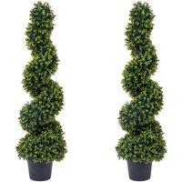 VOGREX 2pcs 120cm Artificial Topiary Tree Faux Spiral Topiary in Green