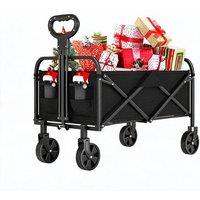 VOGREX Portable 380 LBS Folding Wagon Collapsible Utility Cart in Black