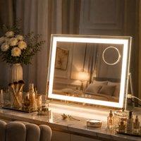 INMTFEI Hollywood LED Mirror 58x46cm with Strip Light, 3-Colour, Smart Touch, White | Size: 58x46 cm
