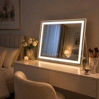 INMTFEI Hollywood LED Vanity Mirror 10X Magnifying Makeup Mirror USB Charging in White