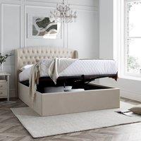 Bedmaster Warwick Velvet Ottoman Bed & Memory Maestro Memory Foam Mattress in Light Stone | Size: Double