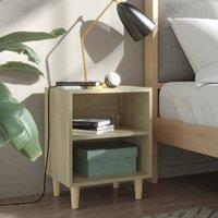 Berkfield Home Bed Cabinets with Solid Wood Legs 2 pcs Sonoma Oak 40x30x50 cm in Brown | Size: 40 x 30 x 50 cm