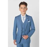 Roco Boy's Monaco - 5 Piece Steel Blue Slim Fit Prom Suit in Mid Blue | Size: 8 Years