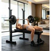 SPETLEK Weight Bench Barbell Rack Fitness Full-Body Strength Training in Black | Size: 0-12 m