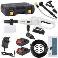 Living and Home 21V Cordless Handheld Pressure Washer Cleaner with 2 Batteries in White