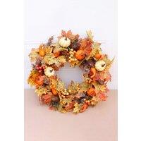 Living and Home Artificial Wreath for Halloween Thanksgiving Decoration in Orange