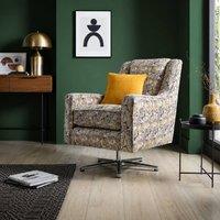 Stratus Interiors Luxury Swivel Accent Chair Patterned Upholstery with 360 Swivel Base in Metallics