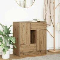 Berkfield Home Sideboard with Drawers & Doors Artisan Oak 70.5x34x74.5 cm in Brown