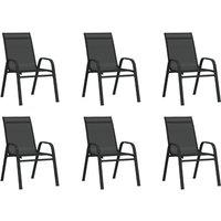 Berkfield Home Stackable Garden Chairs 6 pcs Black Textilene Fabric