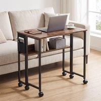 STILVORA Drop Leaf Desk with Wheels Rustic Brown