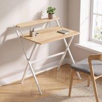 STILVORA Folding Desk with Monitor Shelf in Natural