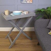 mysmartbuy Folding Butlers Tray & Stand - Stylish Wooden Side Table with Detachable Top for Serving Food or Drinks - H77 x W60 x D40cm in Grey