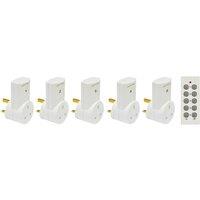 mysmartbuy 5 x Remote Control Plug-In Wall Sockets with 30m Range - Perfect for Hard to Reach Mains Socket or People with Limited Mobility in White