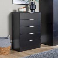 Home Source Phoenix Chest of Drawers Storage 5 Drawer Bedroom Organiser Bedside in Black