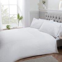 Smart Living Luxury Pintuck Pleated Striped Panel Duvet Cover With Pillowcases in White | Size: Super King