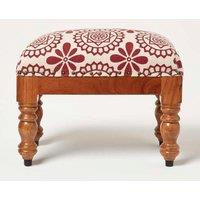 Homescapes Cassia Red Geometric Footstool, 50 x 30 x 40 cm