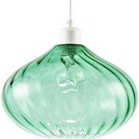 Happy Homewares Modern Designer Emerald Green Line Twisted Glass Pendant Light Shade