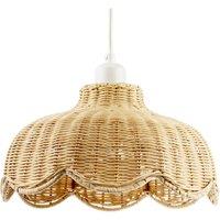 Happy Homewares Handwoven Natural Rattan Pendant Light Shade with Scalloped Edge in Brown
