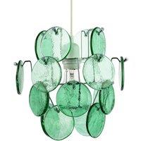 Happy Homewares Modern Pendant Lighting Shade with Layered Emerald Green Glass Discs