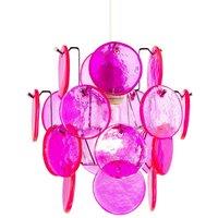 Happy Homewares Modern Pendant Ceiling Light Shade with Layered Hot Pink Glass Discs