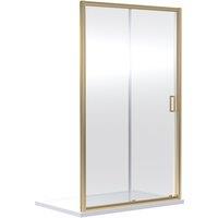 Balterley Safety Glass Reversible Sliding Shower Door Brushed Brass 6mm 1400mm in Metallics