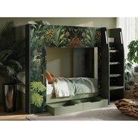 Flair Lorith Jungle Bunk Bed with Drawers in Dark Green | Size: Single