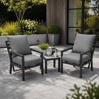 Shatchi Monte Carlo 2 Seater Reclining Bistro Set with Cushions in Grey