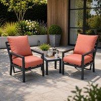 Shatchi Monte Carlo 2 Seater Reclining Bistro Set with Cushions in Terracotta