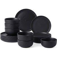 simpa poque Matt Black Glaze Stoneware Dinner Set | Size: 24 Pack
