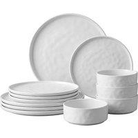 simpa Artisan Hammered Range Stoneware Dinner Set in White | Size: 18 Pack