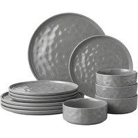simpa Artisan Hammered Range Stoneware Dinner Set in Grey | Size: 24 Pack