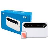 ZTE U50 with Pre-Loaded 1GB Three Data SIM 5G Portable Travel Wi-Fi Hotspot in White