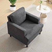 London Boutique Modern Single Accent Chair Linen Upholstered Armchair w/Foam Cushion in Dark Grey