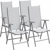 London Boutique 4PCS Reclining Folding Patio Chairs Sun Lounger 8-Position Adjustable in Grey