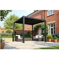 Outdoor Living 3m x 3m Manual Louvered Roof Pergola, Aluminium Frame in Charcoal
