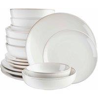 Cooks Professional 16pc Nordic Stoneware Dinnerware Set 4 Person Plate & Bowl Setting in White | Size: 16 Pack
