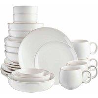 Cooks Professional 24pc Nordic Stoneware Dinnerware Set 4 Person Plate Bowl & Mug Setting in White | Size: 24 Pack