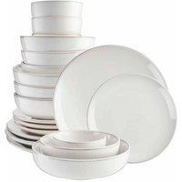 Cooks Professional 20pc Nordic Stoneware Dinnerware Set 4 Person Plate & Bowl Setting in White | Size: 20 Pack