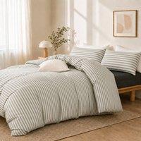 Pamposh Pin Stripes Grey Duvet Cover Sets Reversible in Pale Grey | Size: King