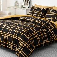 Pamposh Black & Gold Reversible Duvet Cover Sets | Size: King
